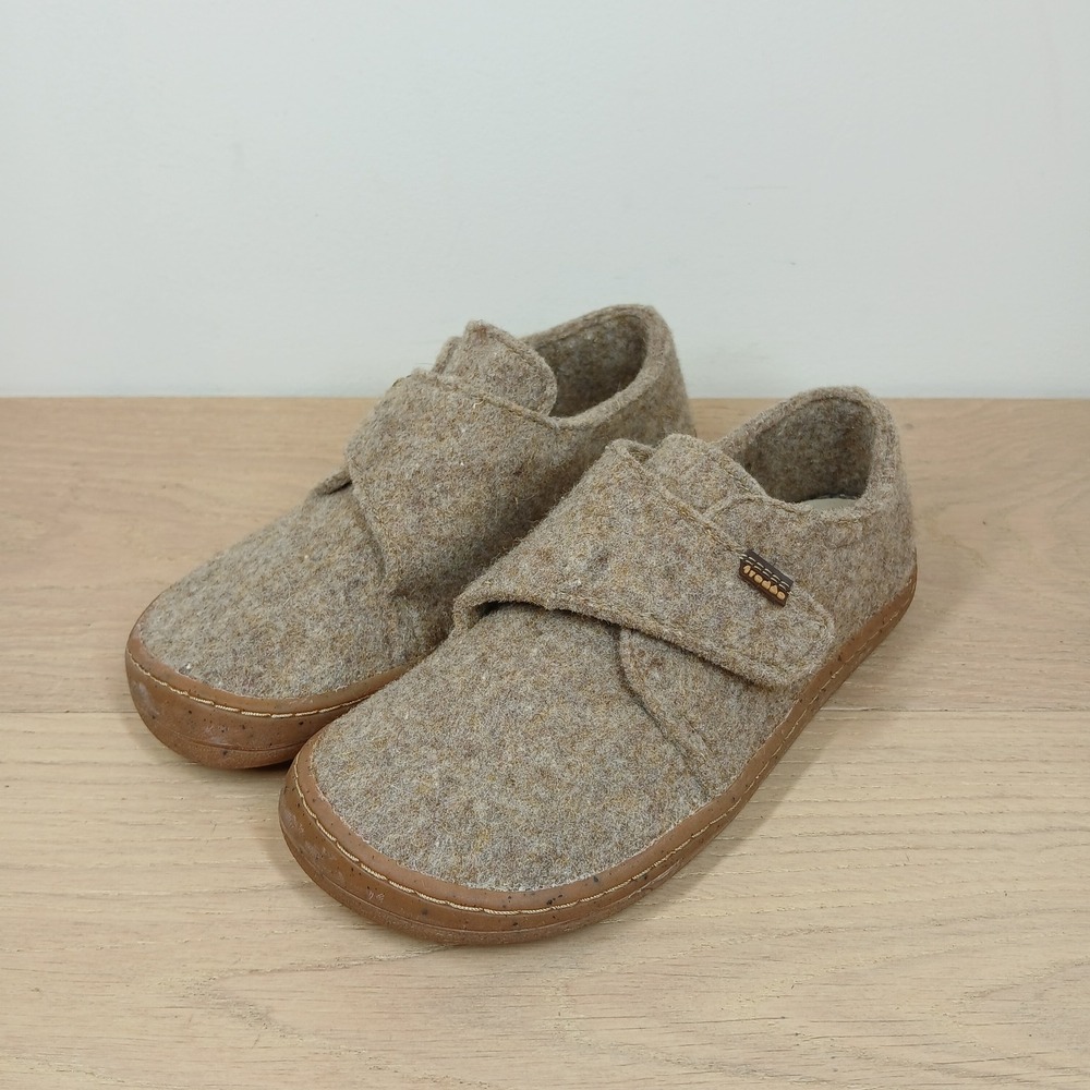 Froddo Slippers Kids 1 Beige Felt Hook Loop Barefoot Minimalist Comfort